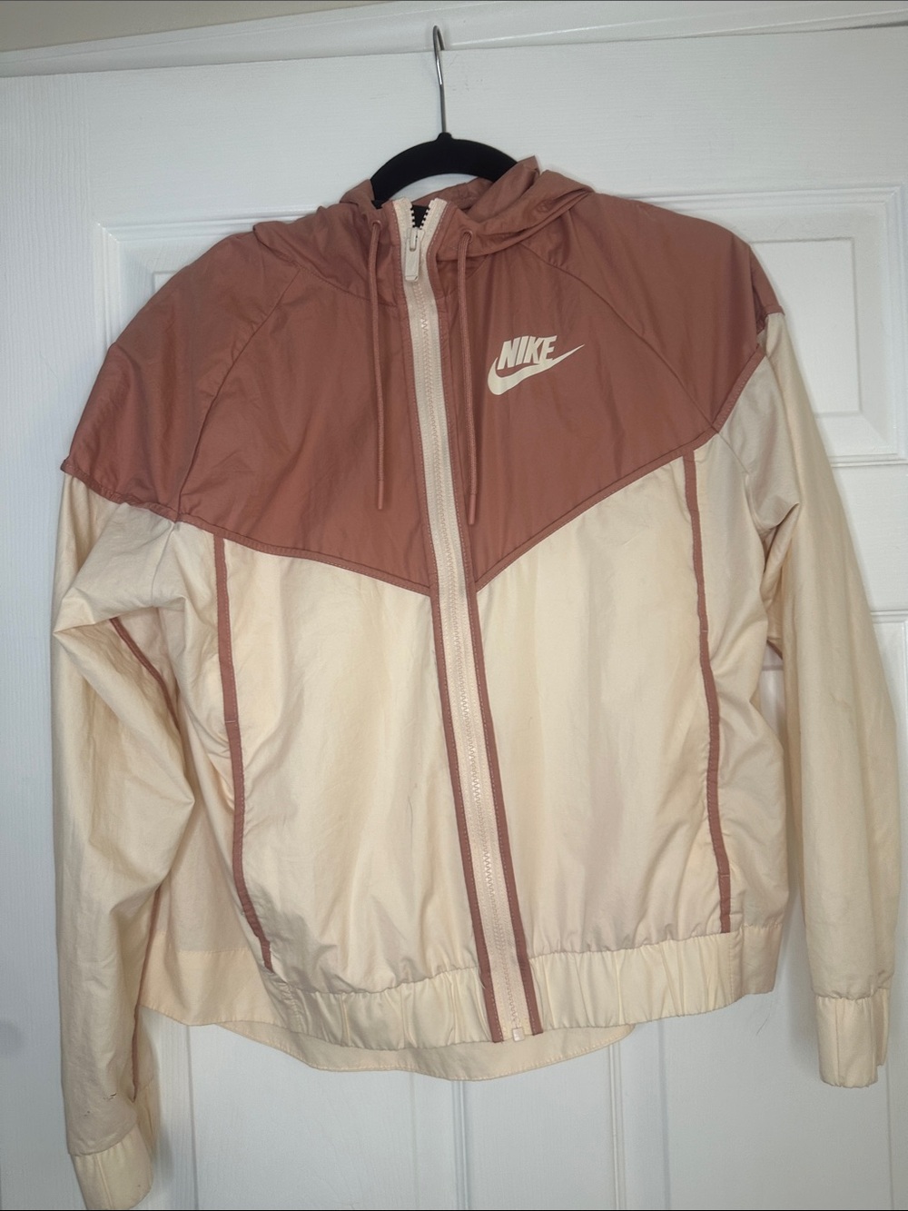 Nike Two-Tone Hooded Windbreaker Jacket - Dusty Rose & Cream